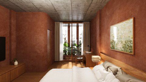 Bedroom in ceramic tones