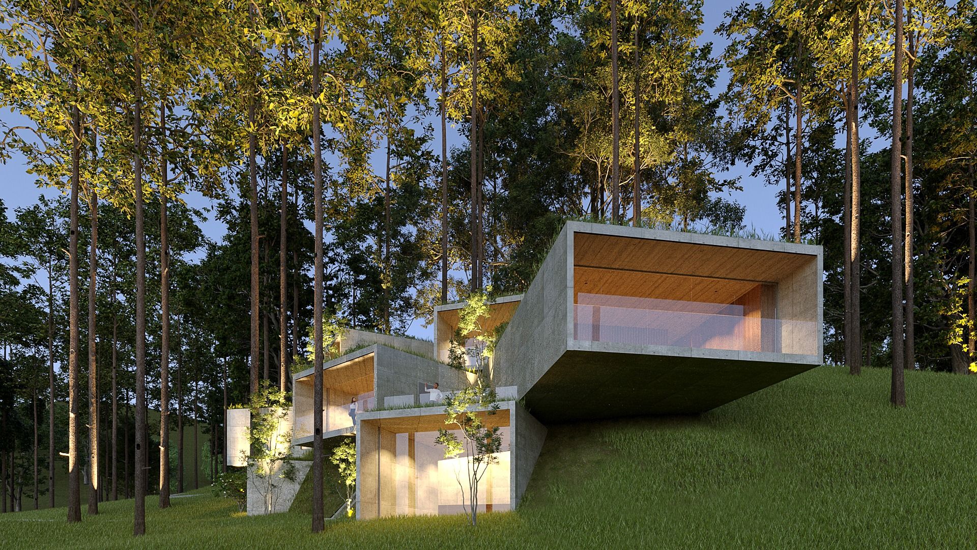 Concrete volume reaching into the landscape