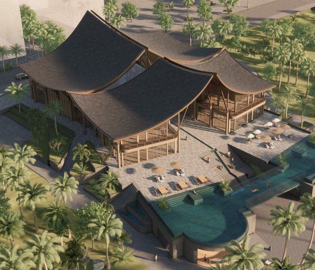 Tổng thể clubhouse và hồ bơi