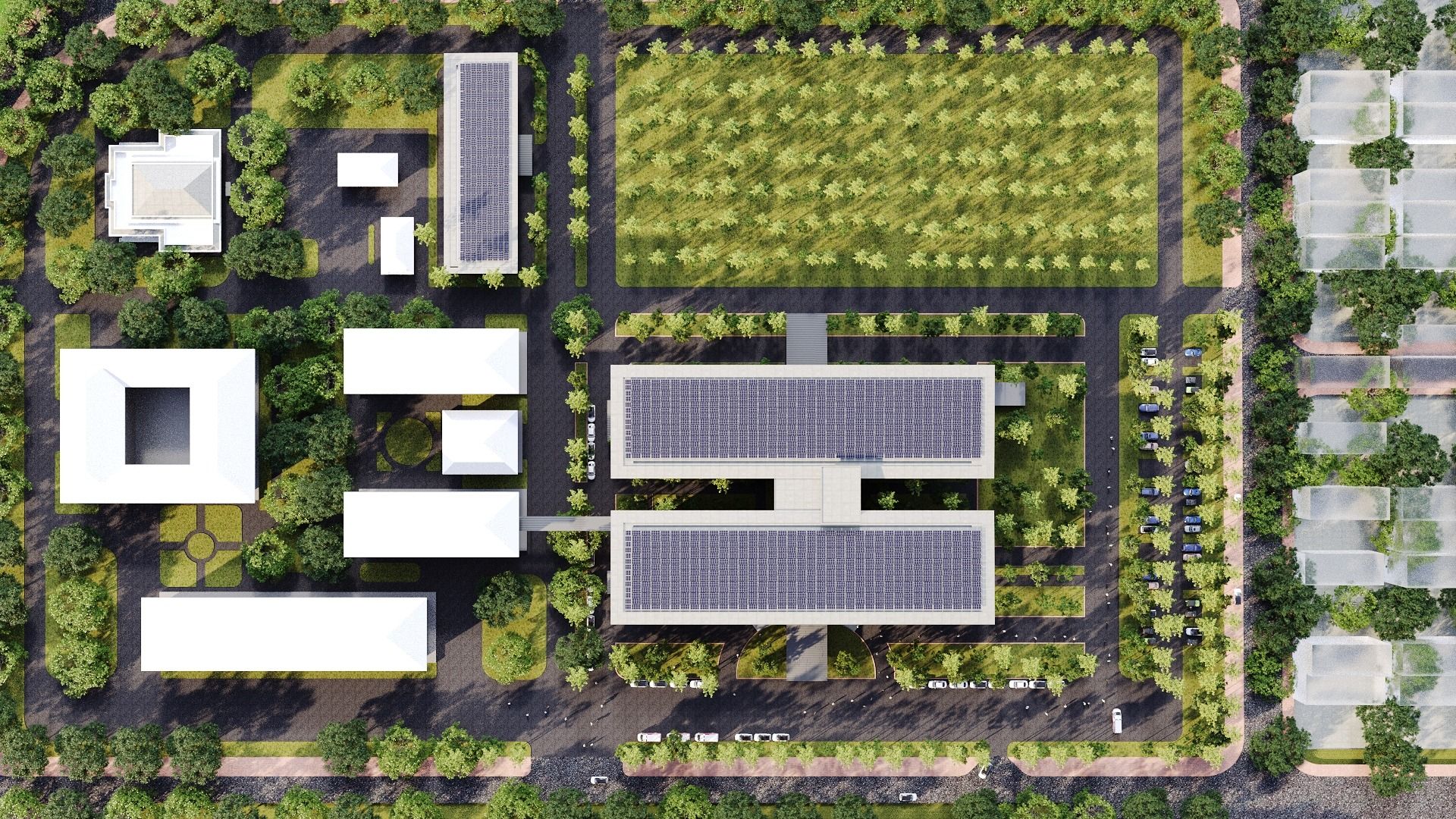 Site plan of the renovation and new construction