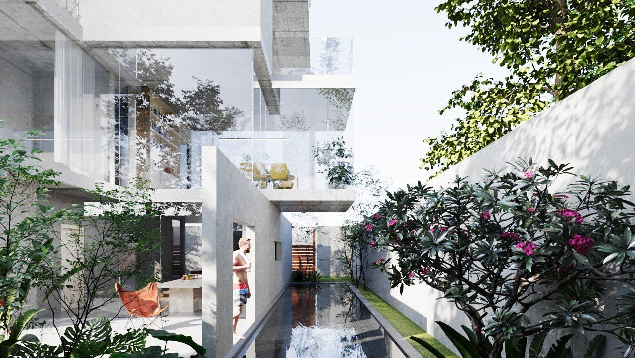 Courtyard between the volumes